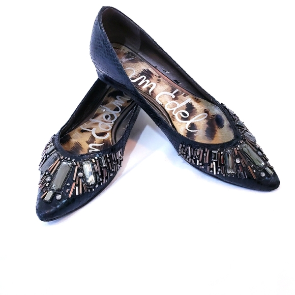 Sam Edelman Shoes - Sam Edelman Sirela Pointed Toe Jewel Black Flats 6 Size 6M